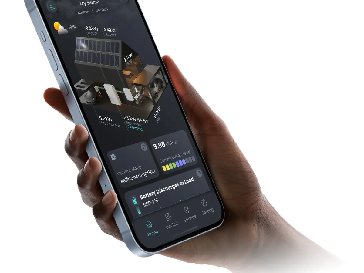 De mySigen-app met de energiestromen in huis