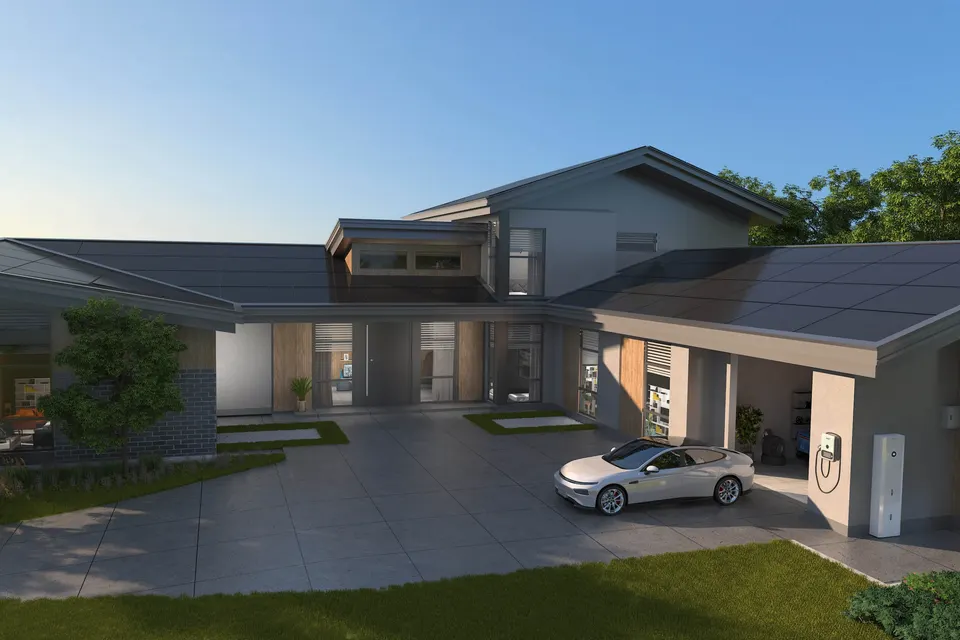 Woning met zonnepanelen op het dak